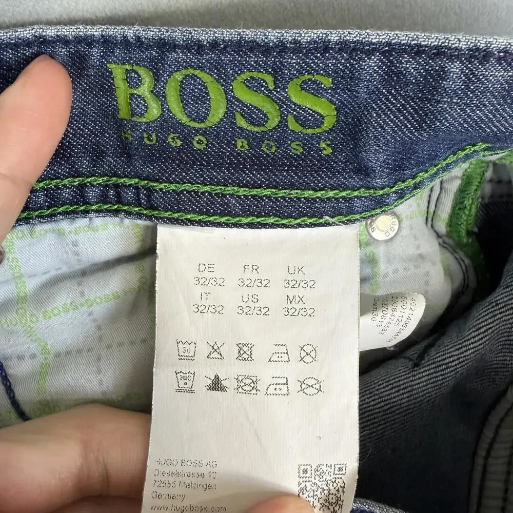 Hugo Boss Jeans Mens 32x32 Blue Deam30 Regular Straight Fit Stretch Denim